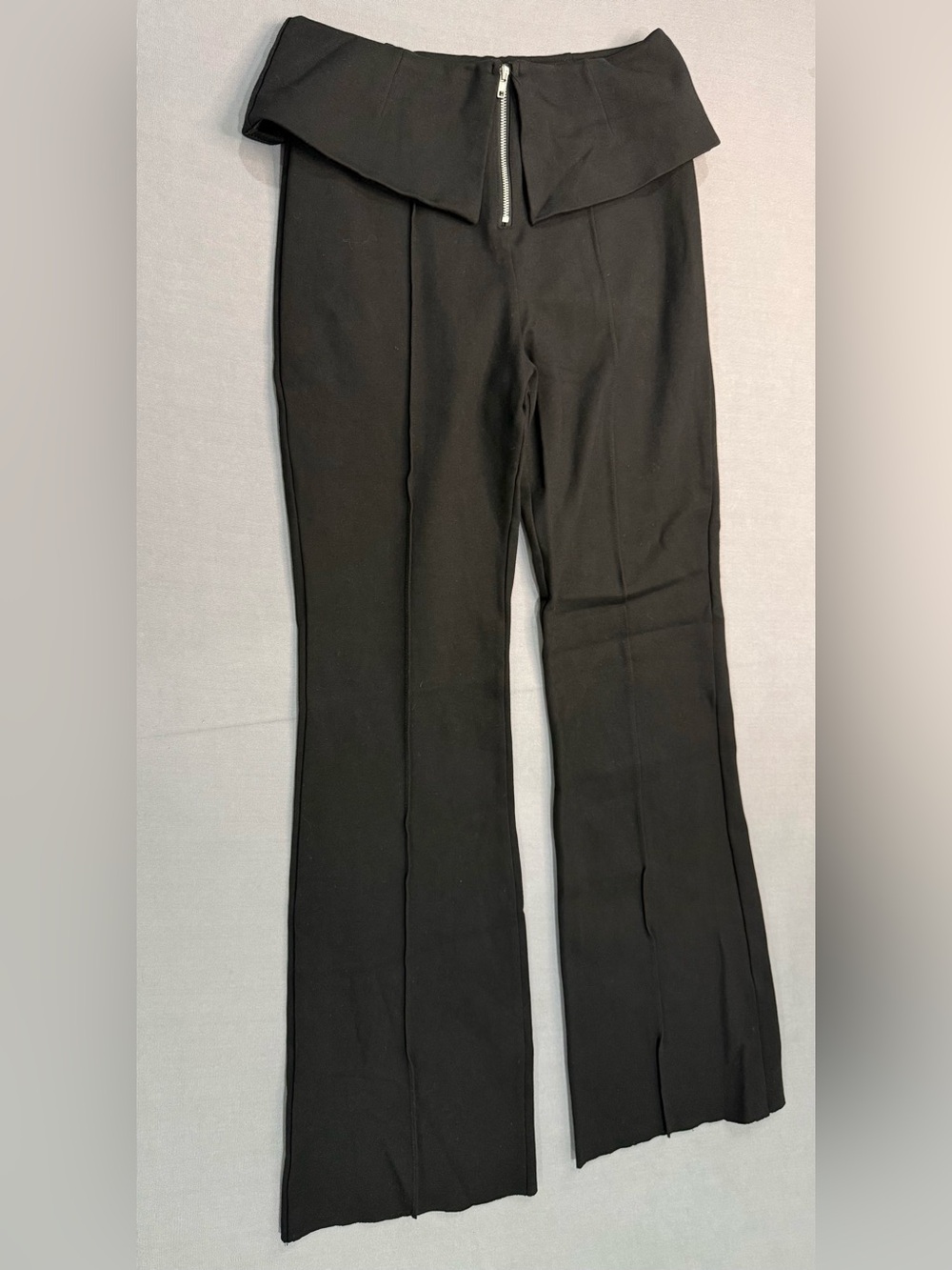 Zara Women’s Black Dress Pants Flared Leg Solid Flat Front Zip Size M